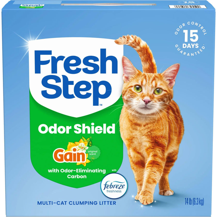 Fresh Step Clumping Cat Litter with Febreze Gain Scent, Long Lasting Odor Control Kitty Litter with Activated Charcoal, Low Dust Formula, 14 lb 🍁 All In One Marketplace Canada