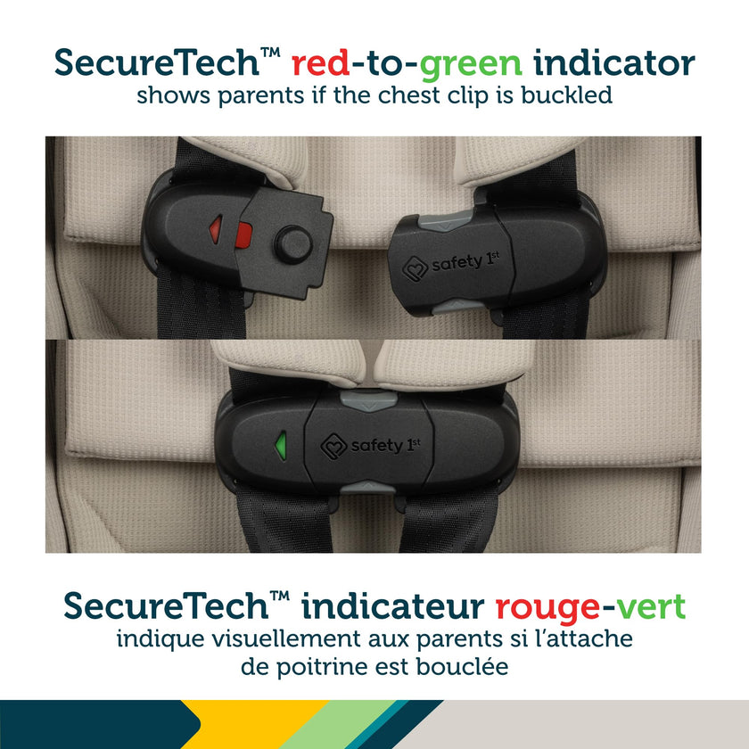 Safety 1st EverSlim 4-in-1 Convertible All-in-One Car Seat, infant to toddler, rear and forward facing, booster mode, backless booster, Fits 3 across, Washable seat, Birth to 10 years, Dunes Edge 🍁 All In One Marketplace Canada