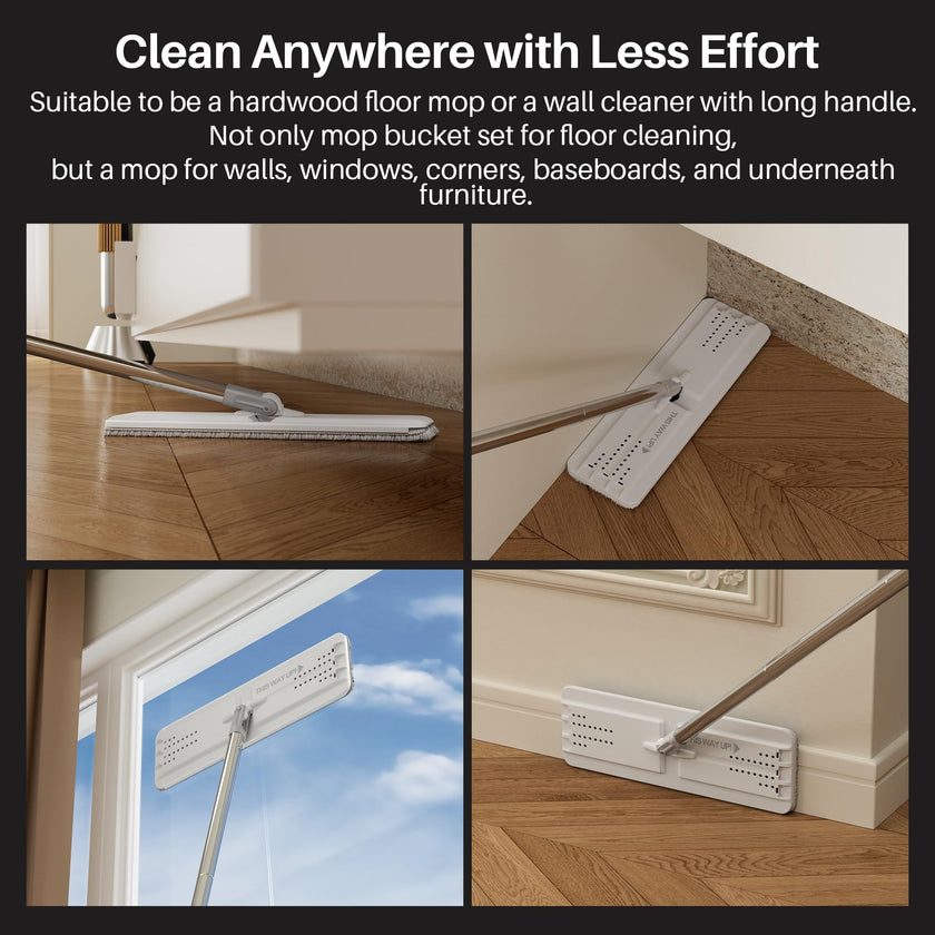 JOYMOOP mop and Bucket with Wringer Set, Flat,for Floor Cleaning with 3 Microfiber Pads, Wet and Dry Use, Household Cleaning Tools, for Hardwood, Laminate, Tile 🍁 All In One Marketplace Canada