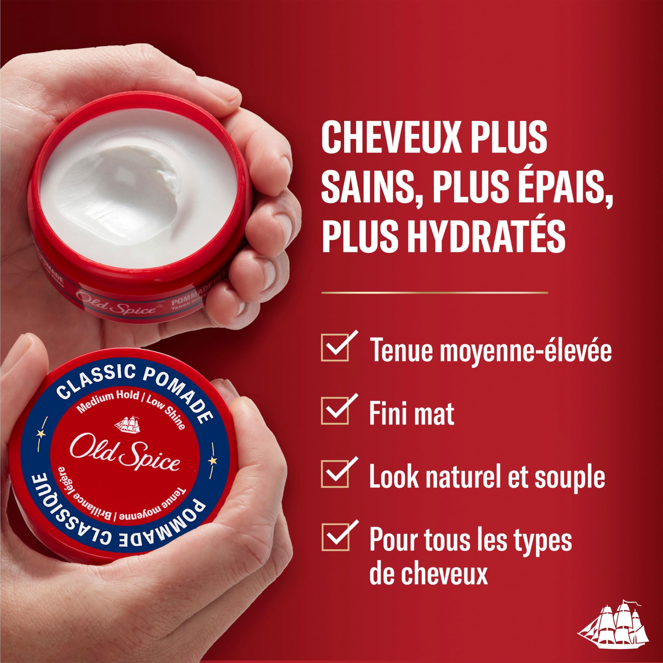Old Spice Hair Styling Pomade for Men, Medium Hold No Shine, 126 g Total (2 Count of 63 g Each) 🍁 All In One Marketplace Canada