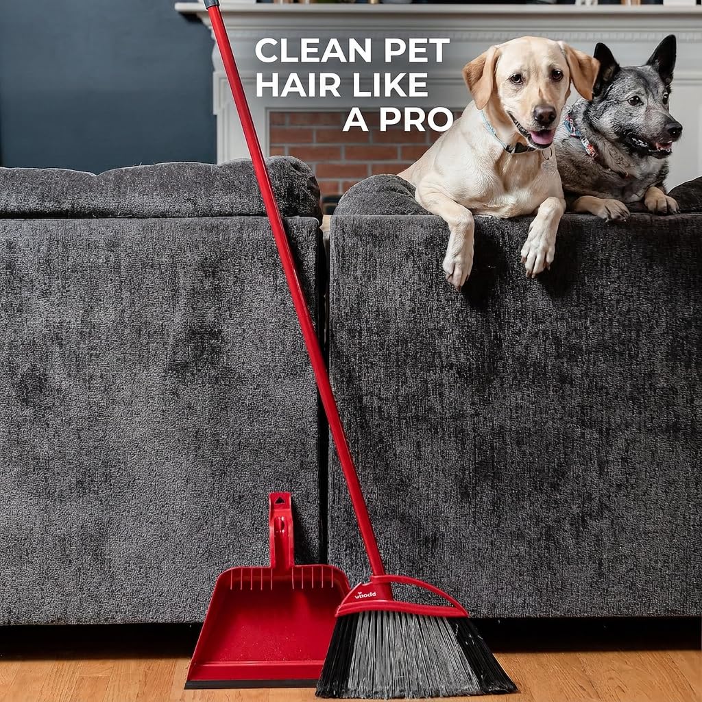 Vileda Pet Pro Broom with Step-On Dustpan and 3-Piece Handle | Remove 99% Dust and Dirt in One Sweep 🍁 All In One Marketplace Canada