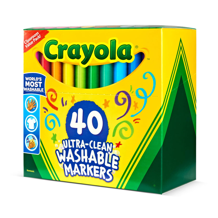 Crayola Ultra Clean Washable Markers, Broad Line Markers, Gifts, 40 Classic Colors 🍁 All In One Marketplace Canada