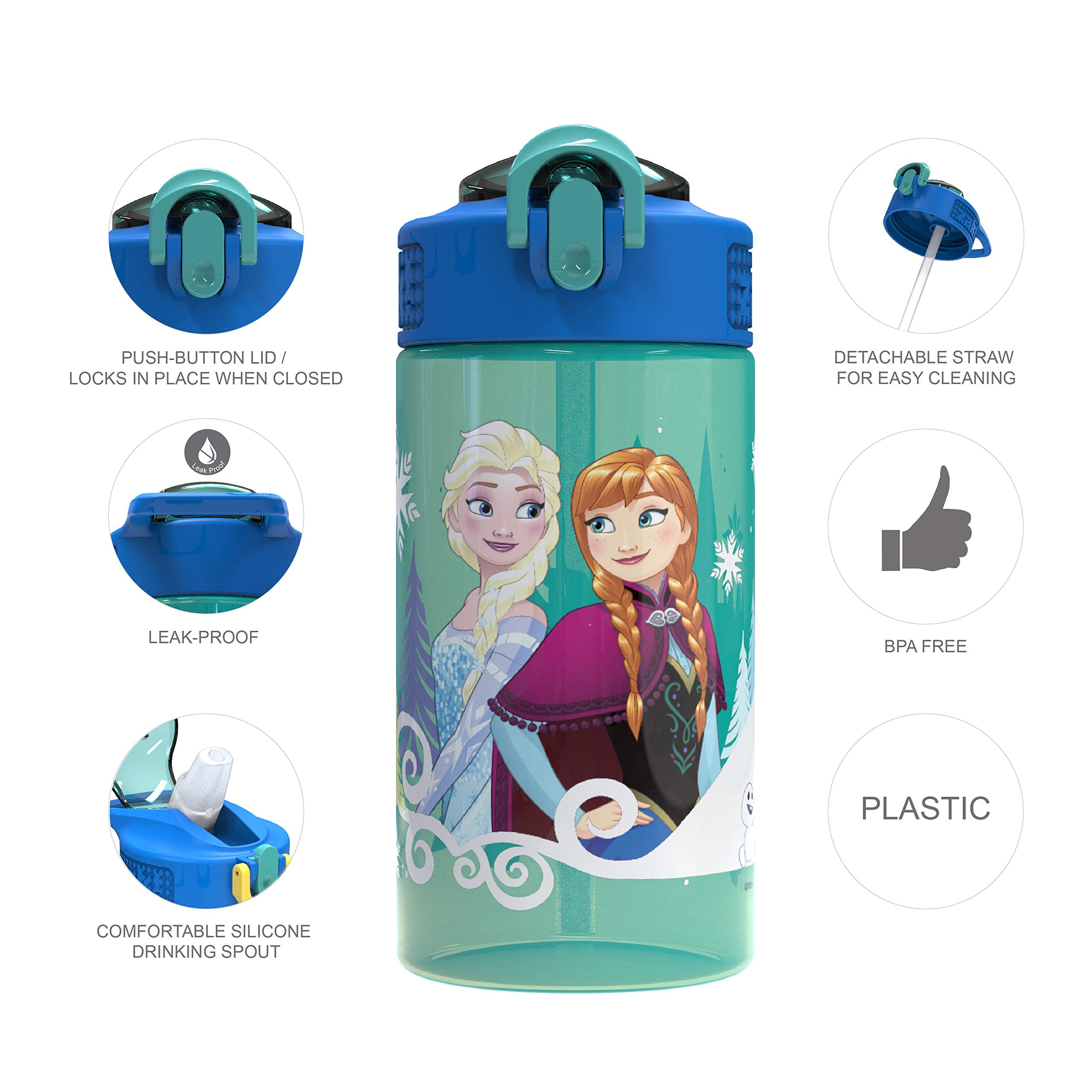 Zak Designs Disney Frozen 16oz Leak-Proof Straw Kids Water Bottle 🍁 All In One Marketplace Canada