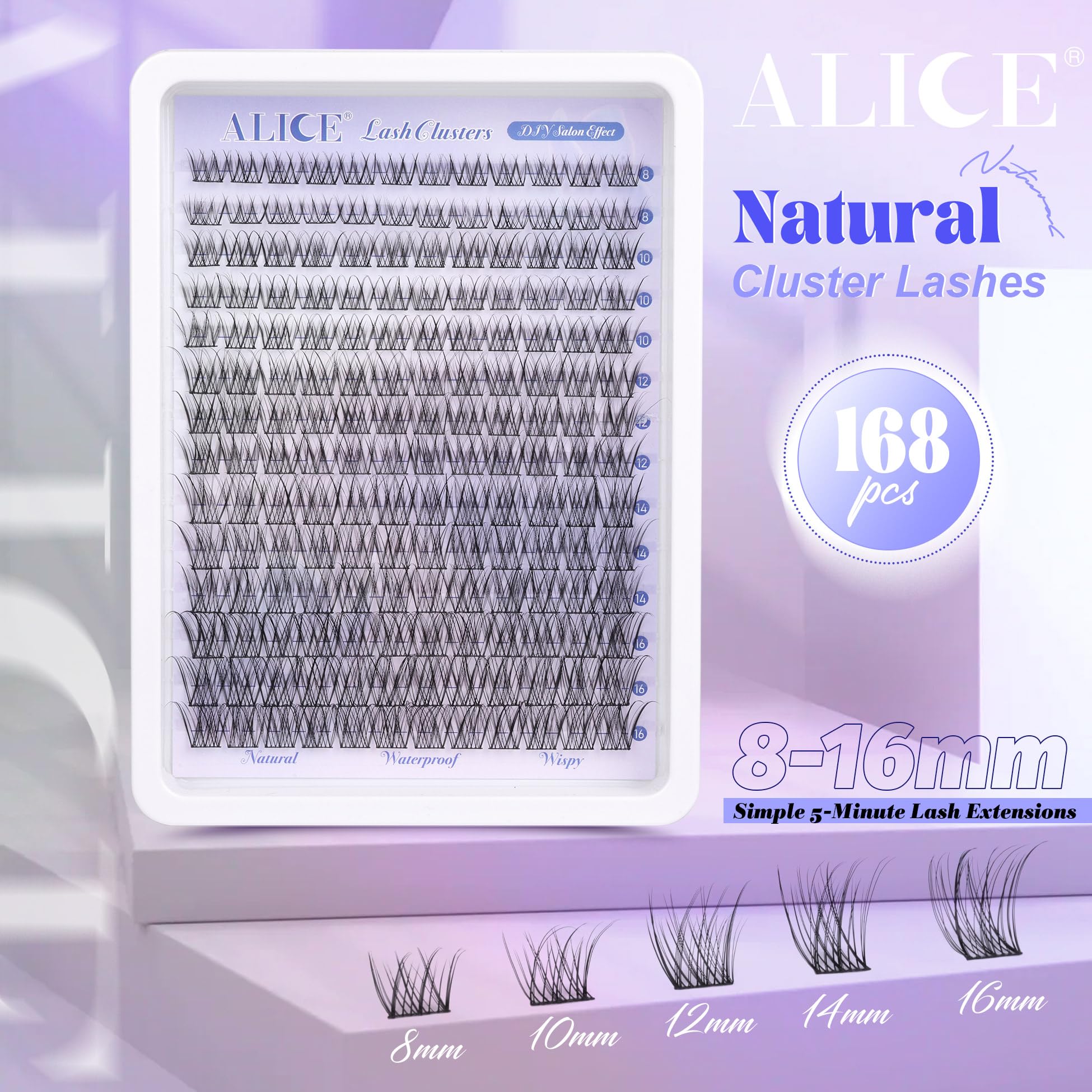 Natural Lash Clusters Wispy Cluster Eyelash Extensions 168pcs Individual Lashes 8-16mm C Curl DIY Lash Extension Natural Look Soft Thin Band Cluster Lashes by ALICE 🍁 All In One Marketplace Canada