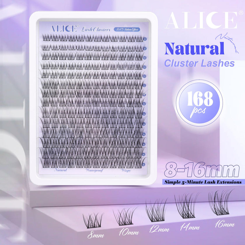 Natural Lash Clusters Wispy Cluster Eyelash Extensions 168pcs Individual Lashes 8-16mm C Curl DIY Lash Extension Natural Look Soft Thin Band Cluster Lashes by ALICE 🍁 All In One Marketplace Canada