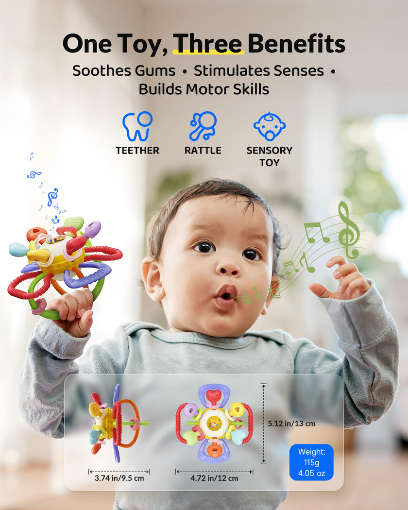 Infinno Baby Teething Toy for 3-12 Months with Pull Ring Spinner 🍁 All In One Marketplace Canada
