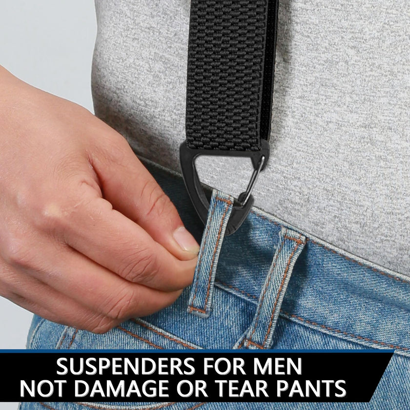 Suspenders for Men Heavy Duty Mens Suspenders Elastic 1.5-inch Braces Adjustable with 4 Plastic Snap Loop for Jeans Pants Outdoor Work Wedding Black 🍁 All In One Marketplace Canada