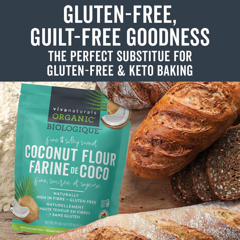 Viva Naturals Organic Coconut Flour, Gluten-Free, Unbleached & Unrefined, 4 LB 🍁 All In One Marketplace Canada