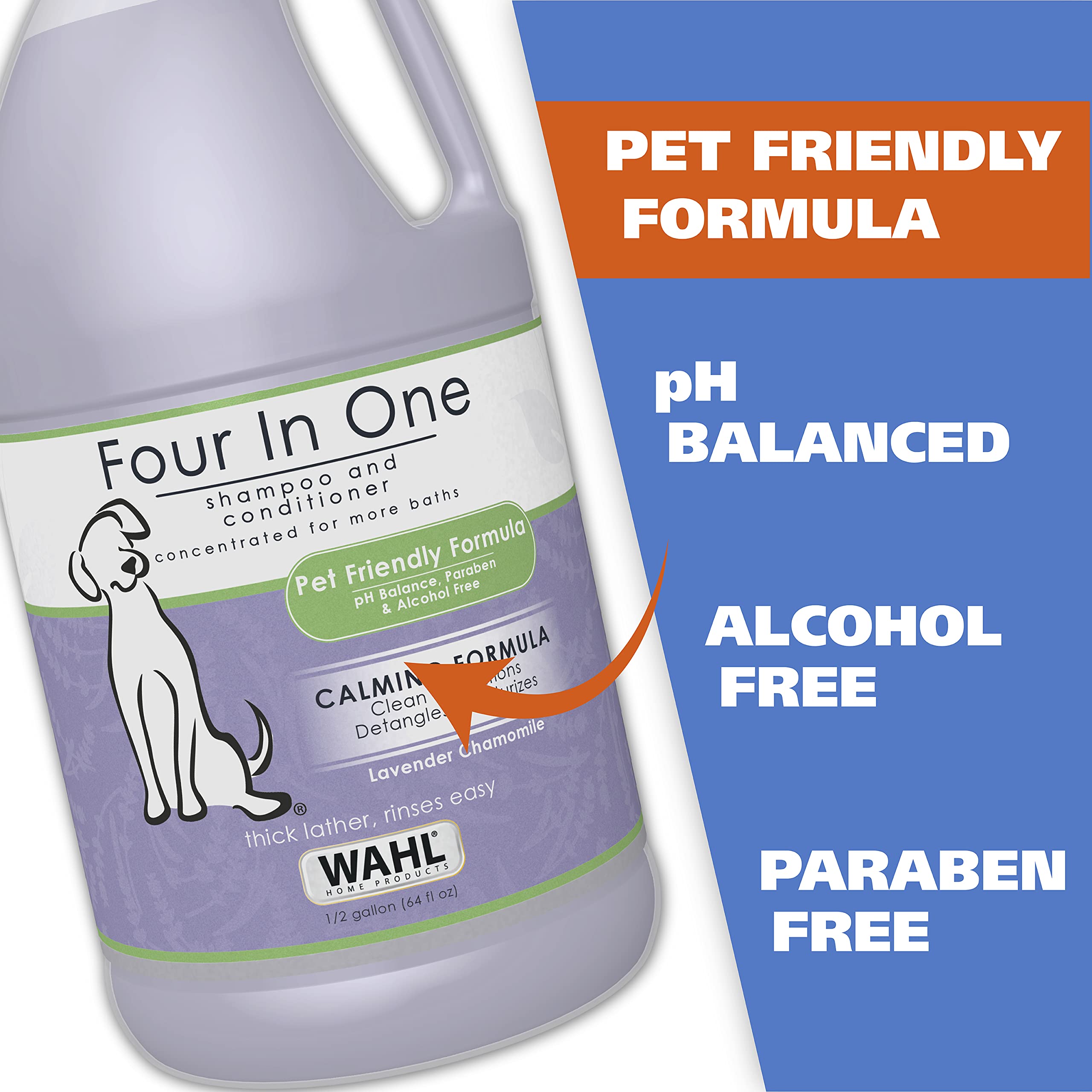 Wahl USA 4-in-1 Calming Pet Shampoo for Dogs with a Lavender Chamomile Scent – Cleans, Conditions, Detangles, & Moisturizes - Pet Friendly Formula – 64 Oz - Model 821000-050 🍁 All In One Marketplace Canada