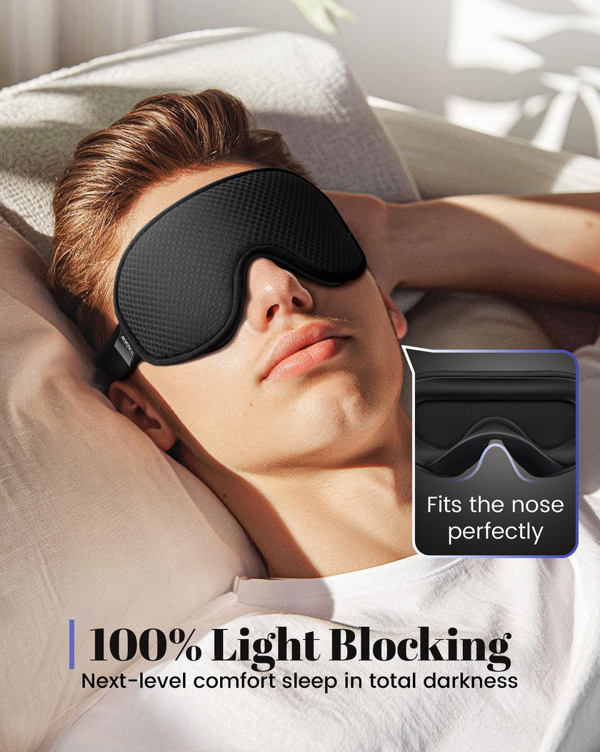 WAOAW Sleep Mask Travel Essentials - 3D Blackout Eye Mask for Sleeping - Soft Breathable Adjustable Light Blocking Eye Covers for Men and Women - Comfortable Night Mask for Travel Flight (Black) 🍁 All In One Marketplace Canada
