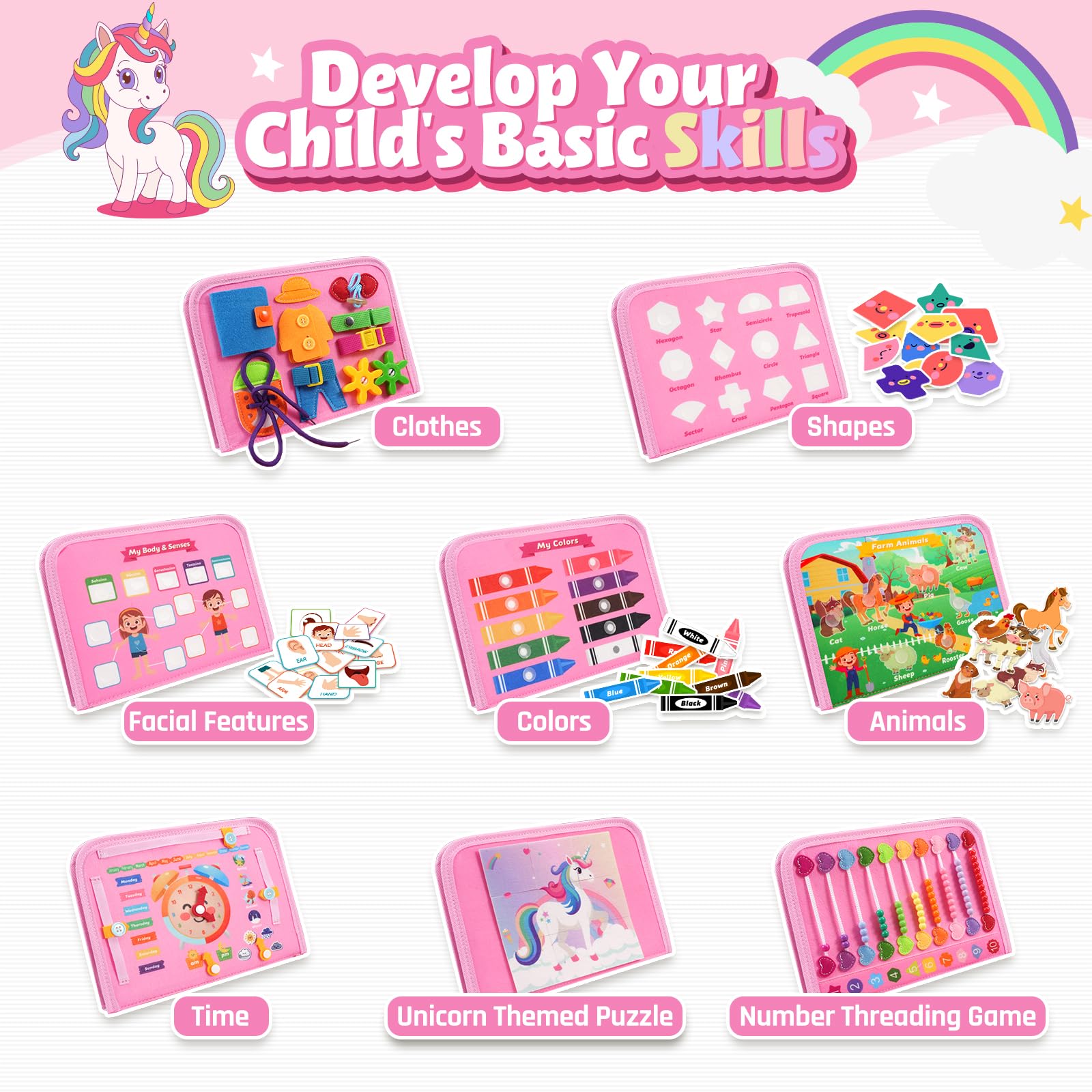 ZOOI Toddler Toys Busy Board - Montessori Toys for 1-5 Year Old Boy Girl Birthday Gifts for Kids, Sensory Toys Baby Essentials, Busy Book for Toddlers 1-5 Year Old, Airplane Activities Toys Gifts 🍁 All In One Marketplace Canada