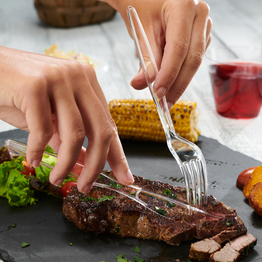 Gusto [360 Combo Pack] Heavy Duty Clear Silverware, Heavyweight Utensils - 180 Forks, 120 Spoons and 60 Knives Cutlery, Reusable, Perfect for Wedding, Parties and Events - Formerly Comfy Package 🍁 All In One Marketplace Canada