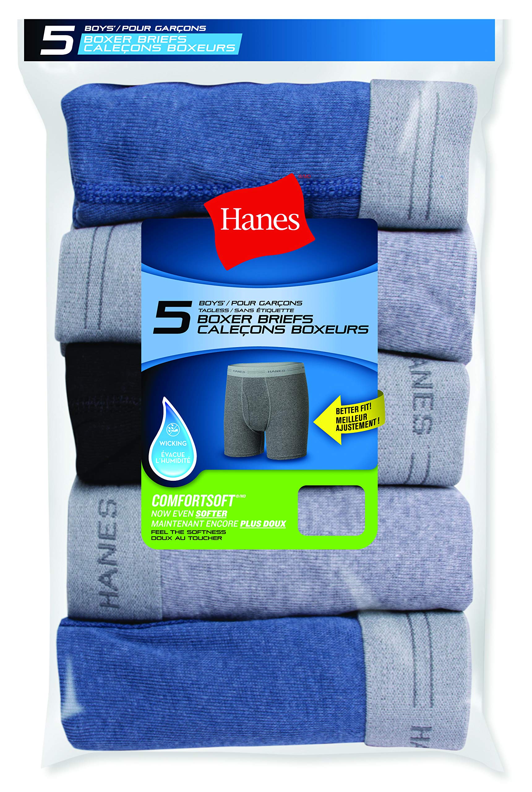 Hanes boys 5 Pack Breathable Boxer Briefs, Assorted, Small US 🍁 All In One Marketplace Canada