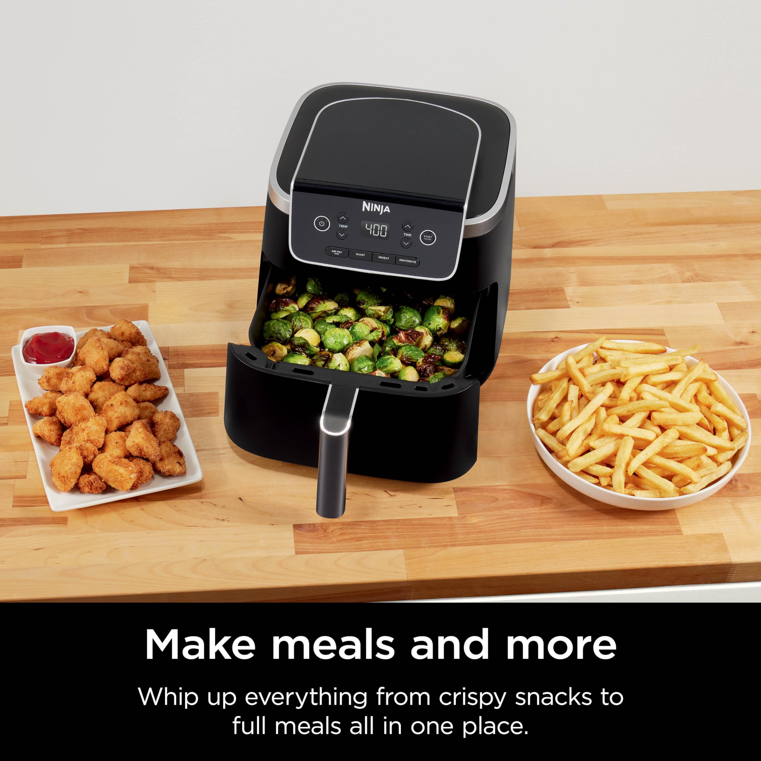 Ninja Air Fryer Pro 4in1, 5 QT (4.7 L) Capacity, Air Fry, Roast, Bake, Reheat, Dehydrate, Roast, Crisp Technology, Nonstick Basket & Crisper Plate, Grey, AF141C (Canadian Version) 🍁 All In One Marketplace Canada