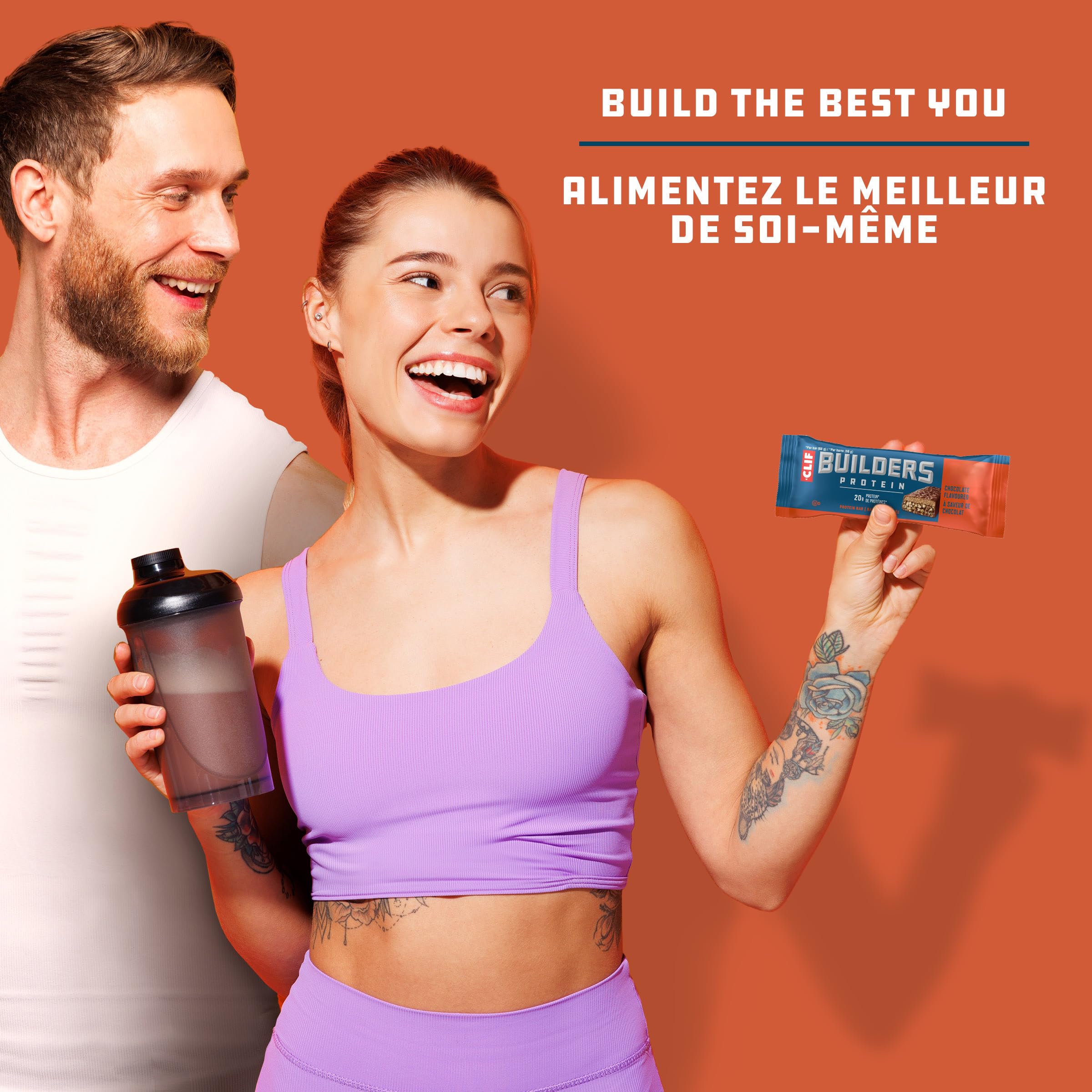 CLIF BUILDERS Protein Bars, Chocolate Flavour, 20g of Protein, Prepared in Canada, Gluten Free, No Artificial Sweeteners, 68 g (Pack of 12) 🍁 All In One Marketplace Canada