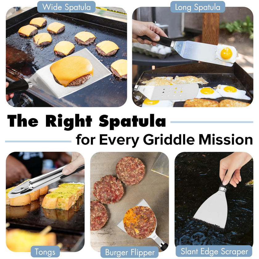 31PCS Griddle Accessories Kit for Blackstone, Flat Top Hibachi Grill Spatula Set with 2 Melting Domes, Burger Press, Patty Maker and Apron, Professional Teppanyaki Tools Gifts for Outdoor BBQ 🍁 All In One Marketplace Canada