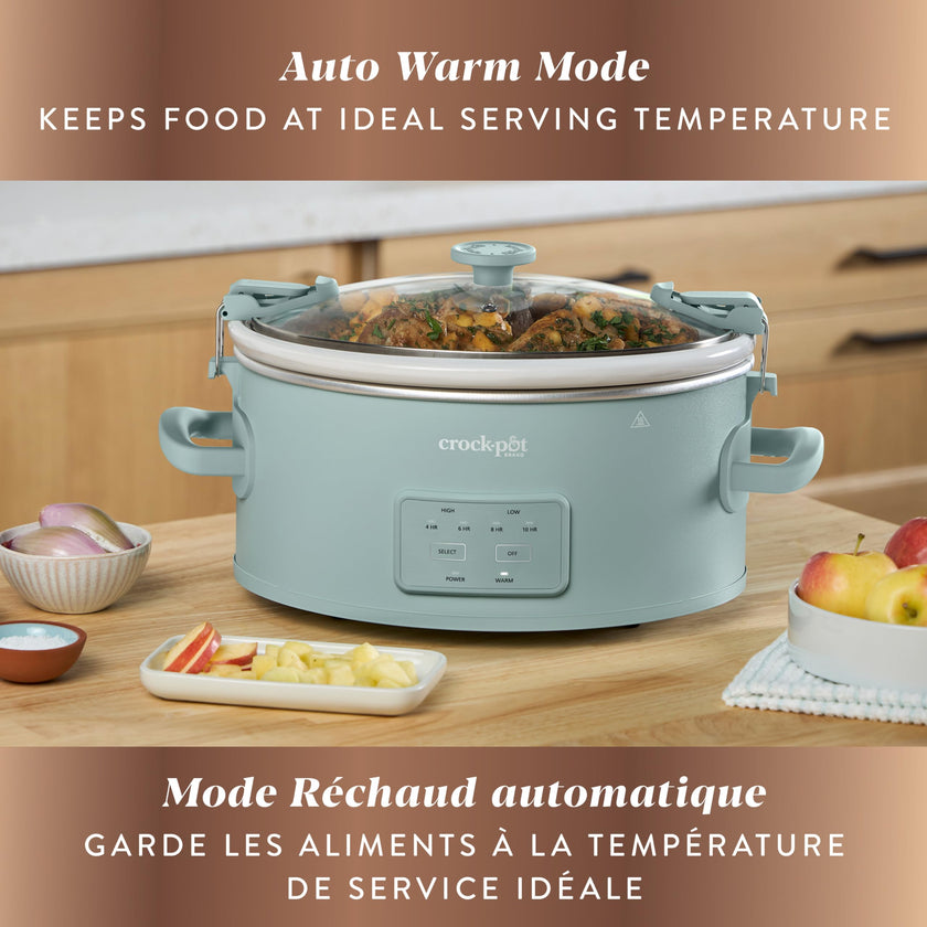 Crock-Pot Design Series Programmable 6-Quart Slow Cooker, Ocean Fog Green 🍁 All In One Marketplace Canada