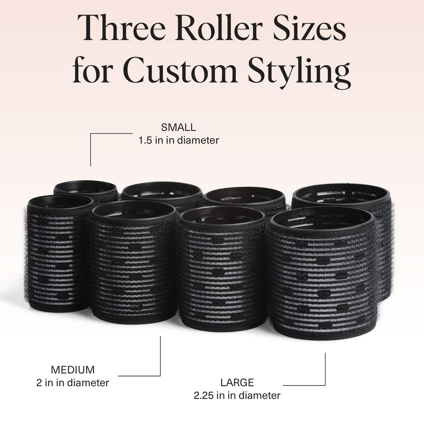 Kitsch Ceramic Thermal Hair Rollers for Women – Self Grip Hair Curlers for Heatless Curls Overnight - Volumizing Large Rollers for Short & Long Hair - For Long Lasting Frizz-Free Curls - Black, 8pcs 🍁 All In One Marketplace Canada