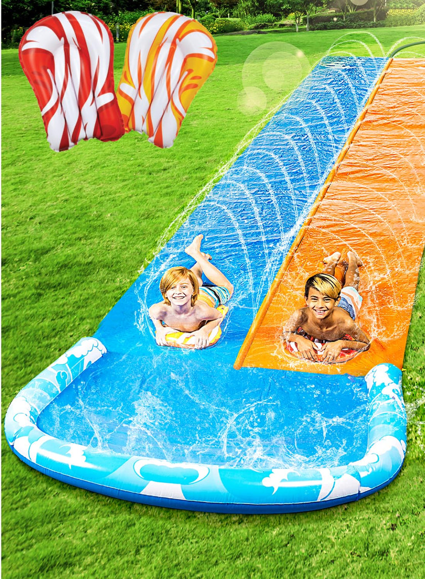 JOYIN 22.5ft Water Slides and 2 Bodyboards, Lawn Slide Summer Slip Waterslides Toy with Build in Sprinkler for Backyard Outdoor Water Fun for Kids 🍁 All In One Marketplace Canada