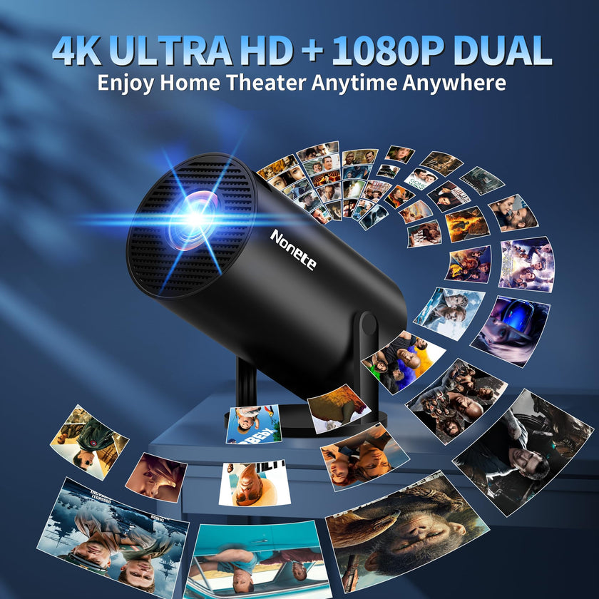 [2026 Upgraded] Mini Projector Support 4K 1080P FHD Auto Keystone 270° Rotatable with WiFi 6 and Bluetooth 5.2 Projector Portable Compatibile with HDMI/TV Stick/Memory Stick/Laptop,Black 🍁 All In One Marketplace Canada