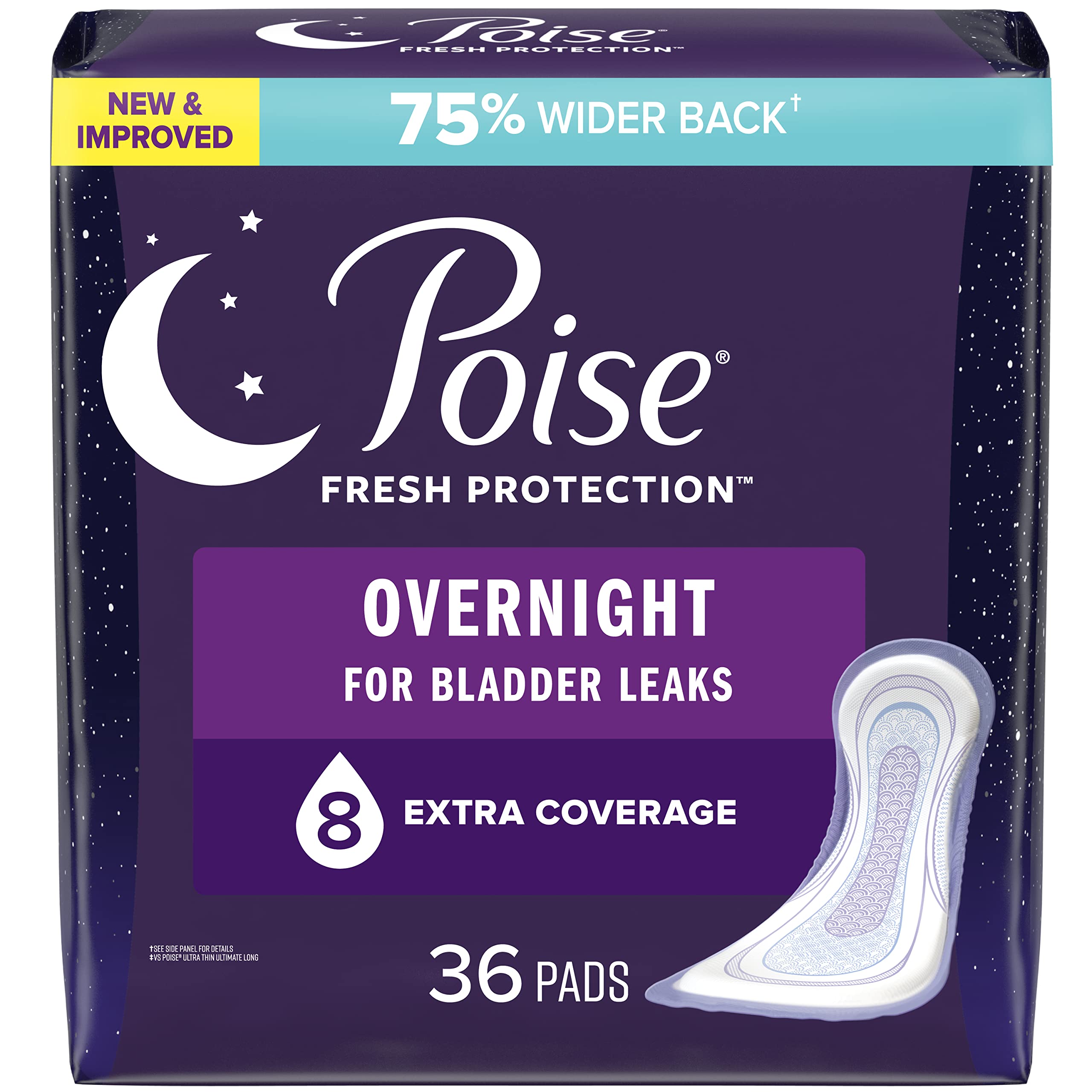 Poise Incontinence Pads for Women/Bladder Leakage Pads/Bladder Control Pads, 8 Drop, Overnight Absorbency, Extra-Coverage Length, 36 Count 🍁 All In One Marketplace Canada