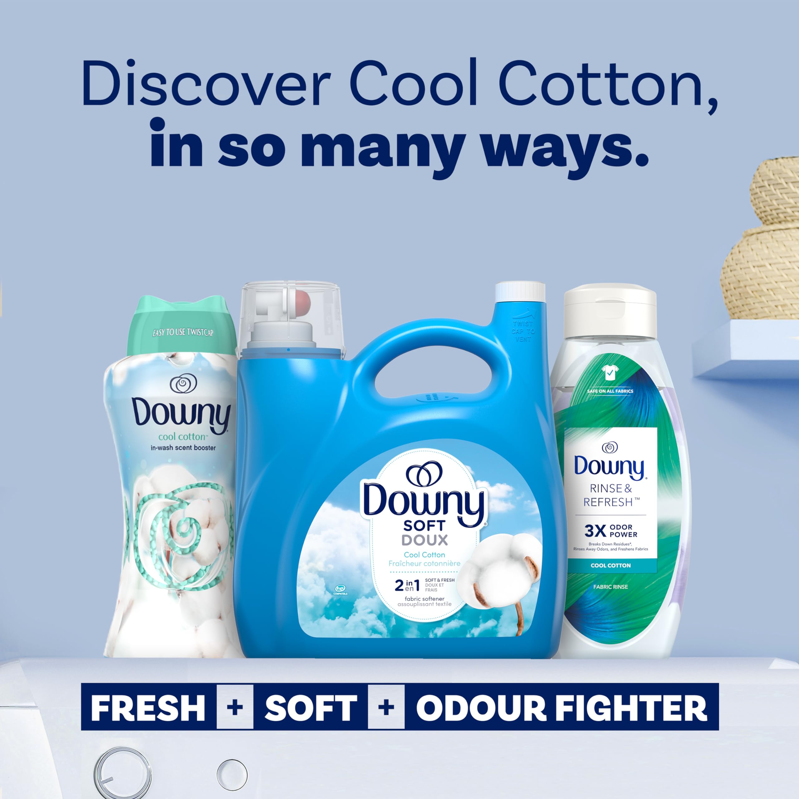 Downy Ultra Laundry Liquid Fabric Softener (Fabric Conditioner), Cool Cotton, 4.16L, 190 Loads 🍁 All In One Marketplace Canada