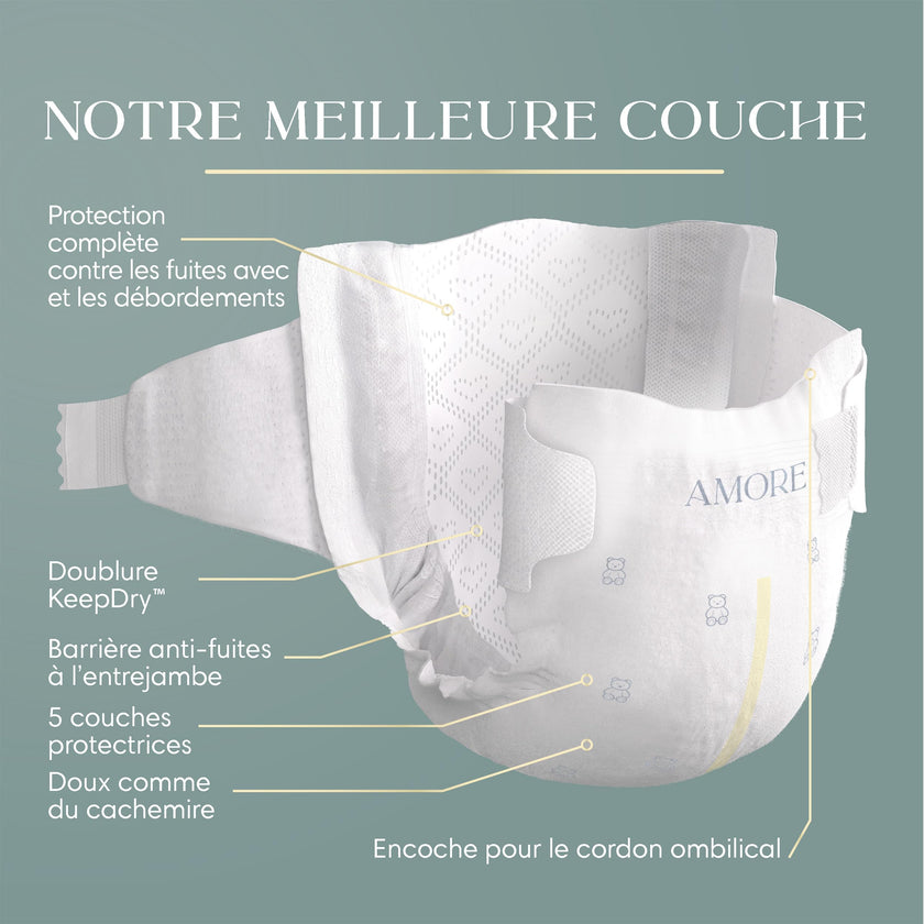 Pampers AMORE, Size 0, Our Best Diaper, 1 Pack (Count of 76) 🍁 All In One Marketplace Canada