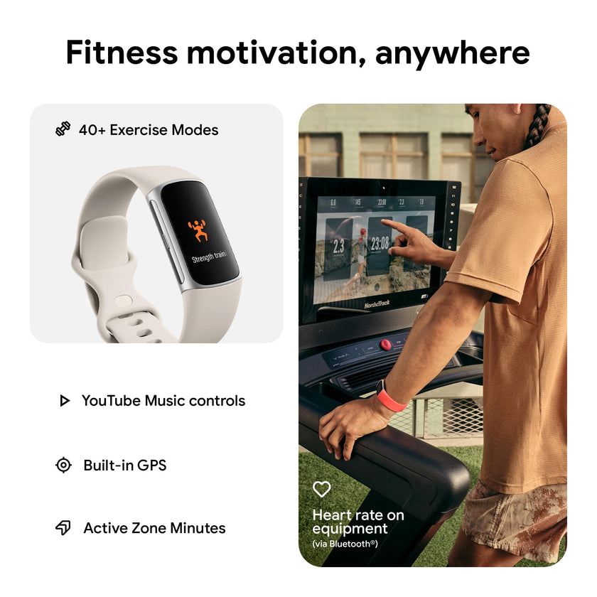 Google Fitbit Charge 6 Advanced Health and Fitness Tracker with Built-in GPS, Stress Management Tools, Sleep Tracking, 24/7 Heart Rate and more -- Silver/White 🍁 All In One Marketplace Canada