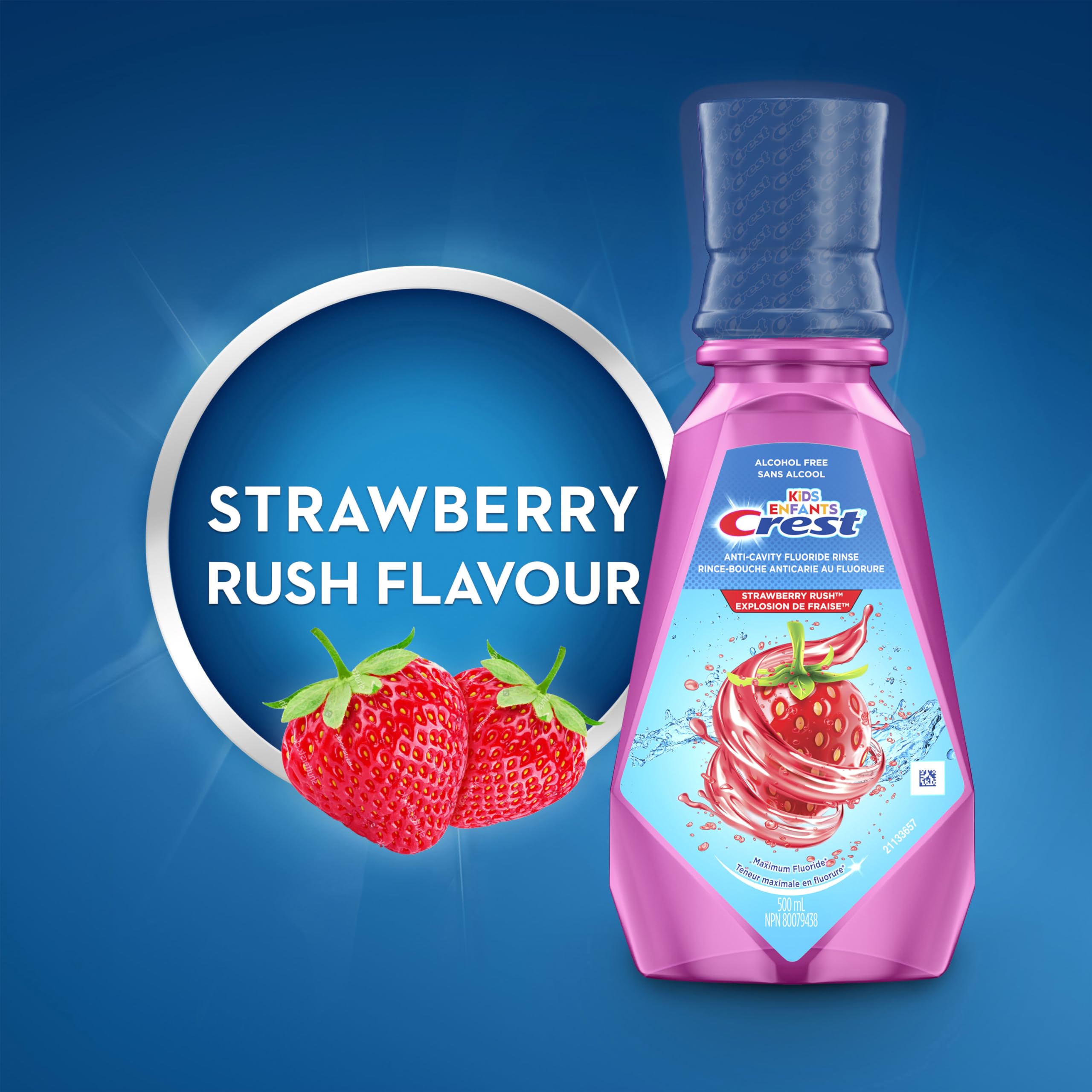 Crest Kid's Anticavity Fluoride Mouthwash, Strawberry Rush, Alcohol-Free Mouthwash for Kids 6+ to Protect Against Cavities, 4X500mL 🍁 All In One Marketplace Canada