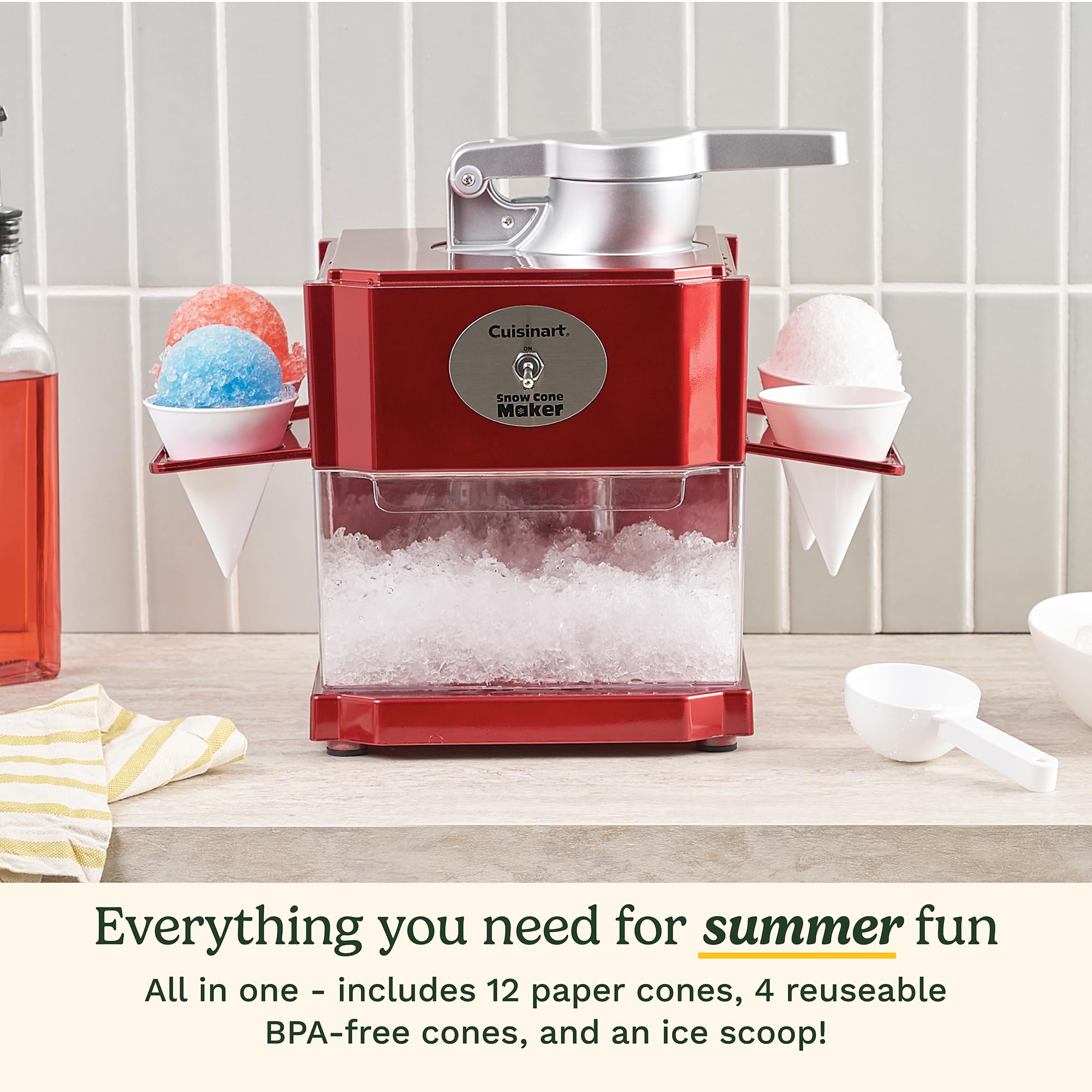 Cuisinart Snow Cone Machine, Home Shaved Ice Maker for Snow Cones, Snow Cone Maker with Reuseable Paper Cups, Makes 5 Icy Cones for Slushies, Frozen Drinks (SCM-10P1C) 🍁 All In One Marketplace Canada