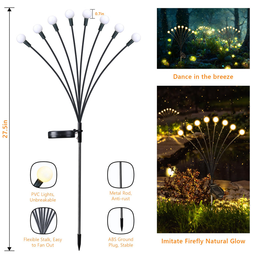 iBaycon 8 Pack Solar Firefly Lights Garden Pathway Outdoor Decor Warm White 🍁 All In One Marketplace Canada