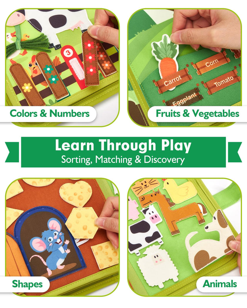 hahaland Busy Books for Toddlers 1-2 - Montessori Toddler Busy Board for 1 2 Year Old, 20 in 1 Quiet Book Educational Toddler Toys for 1 2 3 Year Old Boy Girls Gifts, Travel Toys for Toddlers 1-3 🍁 All In One Marketplace Canada