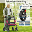 HOMLAND Foldable Rollator Walkers with Seat for Seniors, 8'' Big Wheels, 350 lb. Weight Capacity, Adjustable Handles and Seat Height, Lightweight Rolling Walker, Red 🍁 All In One Marketplace Canada