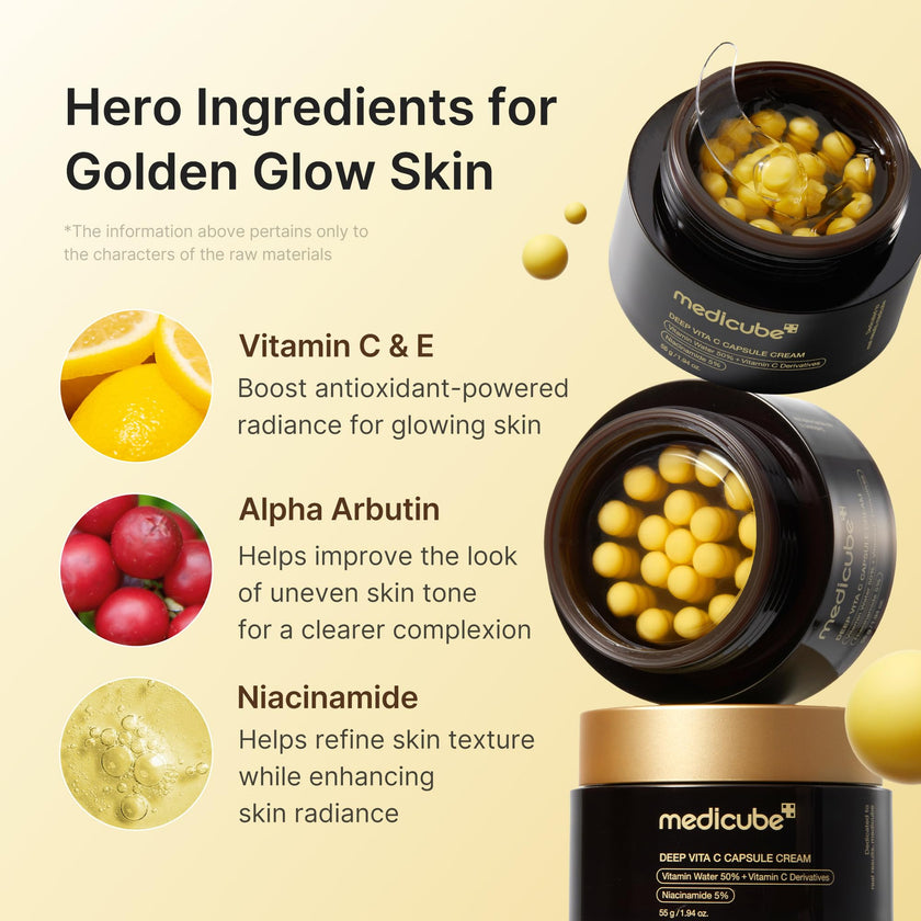 Medicube Deep Vita C Capsule Cream, 55g, Dual-Texture Moisturizer with Vitamin Capsules and Gel Base 🍁 All In One Marketplace Canada