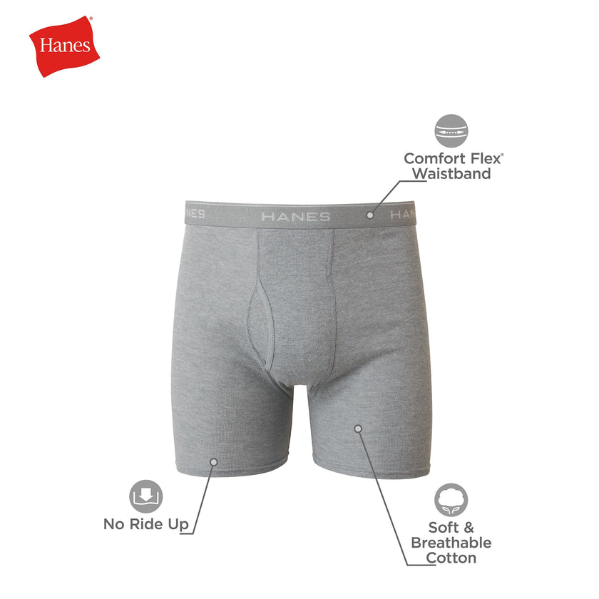 Hanes Boxer Briefs, Cool Dri Moisture-Wicking Underwear, Cotton No-Ride-up for Men, Multi-Packs Available, 6 Pack - Black/Gray, Medium 🍁 All In One Marketplace Canada