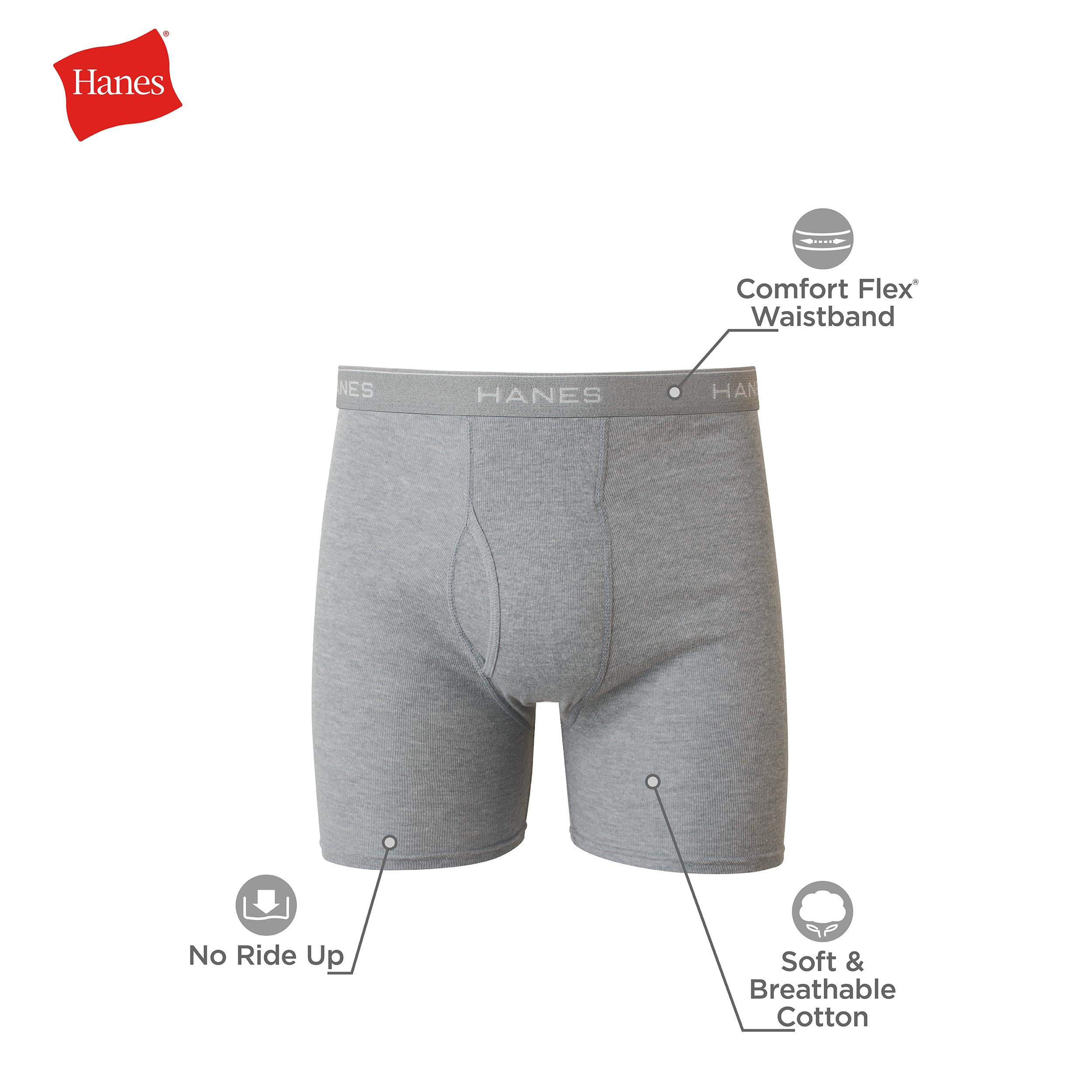 Hanes Boxer Briefs, Cool Dri Moisture-Wicking Underwear, Cotton No-Ride-up for Men, Multi-Packs Available, 6 Pack - Black/Gray, X-Large 🍁 All In One Marketplace Canada