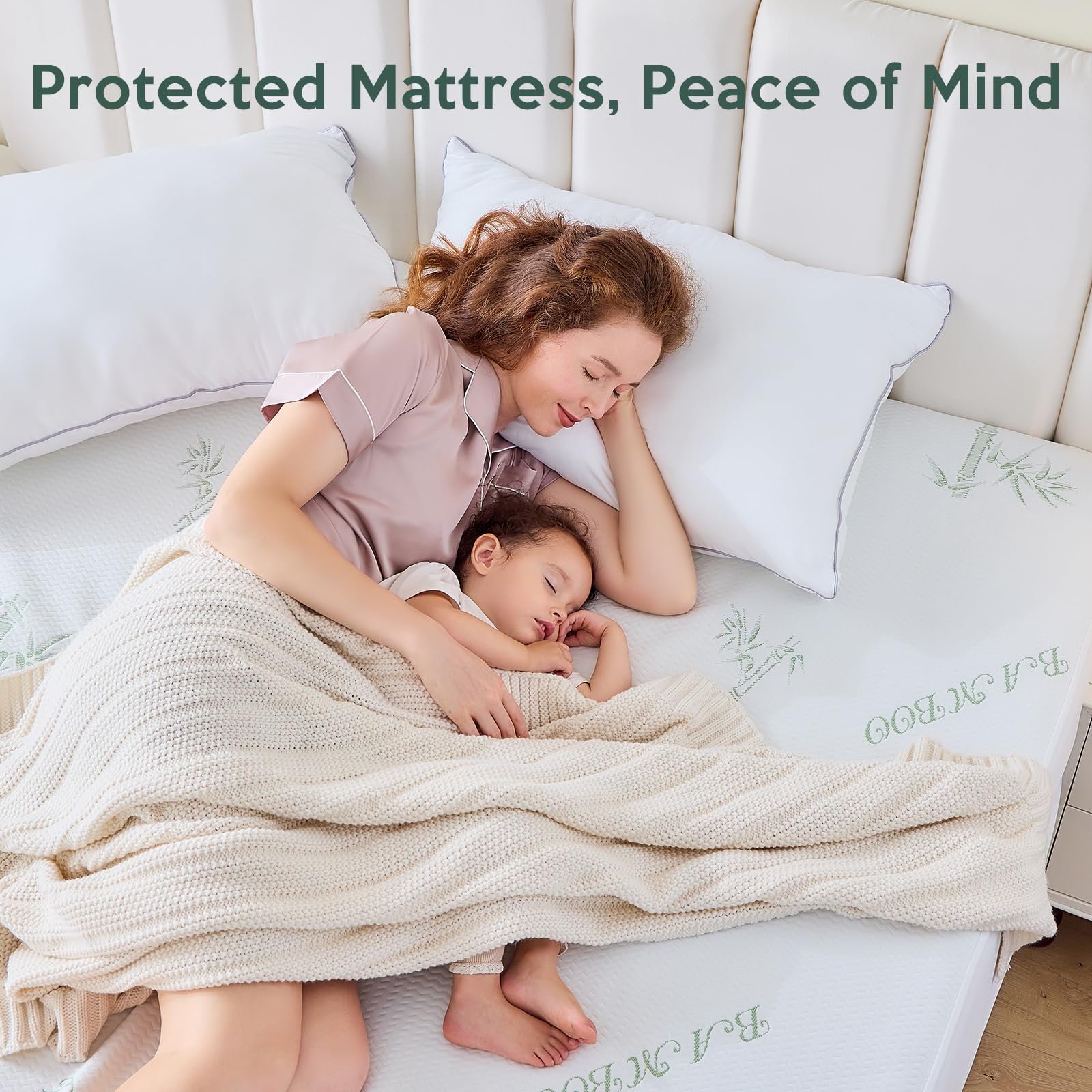 MUXHOMO Premium 100% Waterproof Queen Size Mattress Protector, Breathable Mattress Cover Queen Size Bed, Cooling 3D Air Fabric Bed Pad Cover, Deep Pocket 8