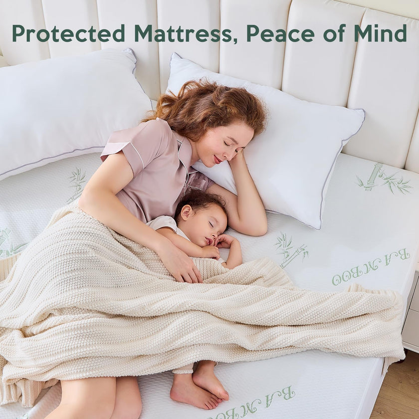 MUXHOMO Premium 100% Waterproof Queen Size Mattress Protector, Breathable Mattress Cover Queen Size Bed, Cooling 3D Air Fabric Bed Pad Cover, Deep Pocket 8