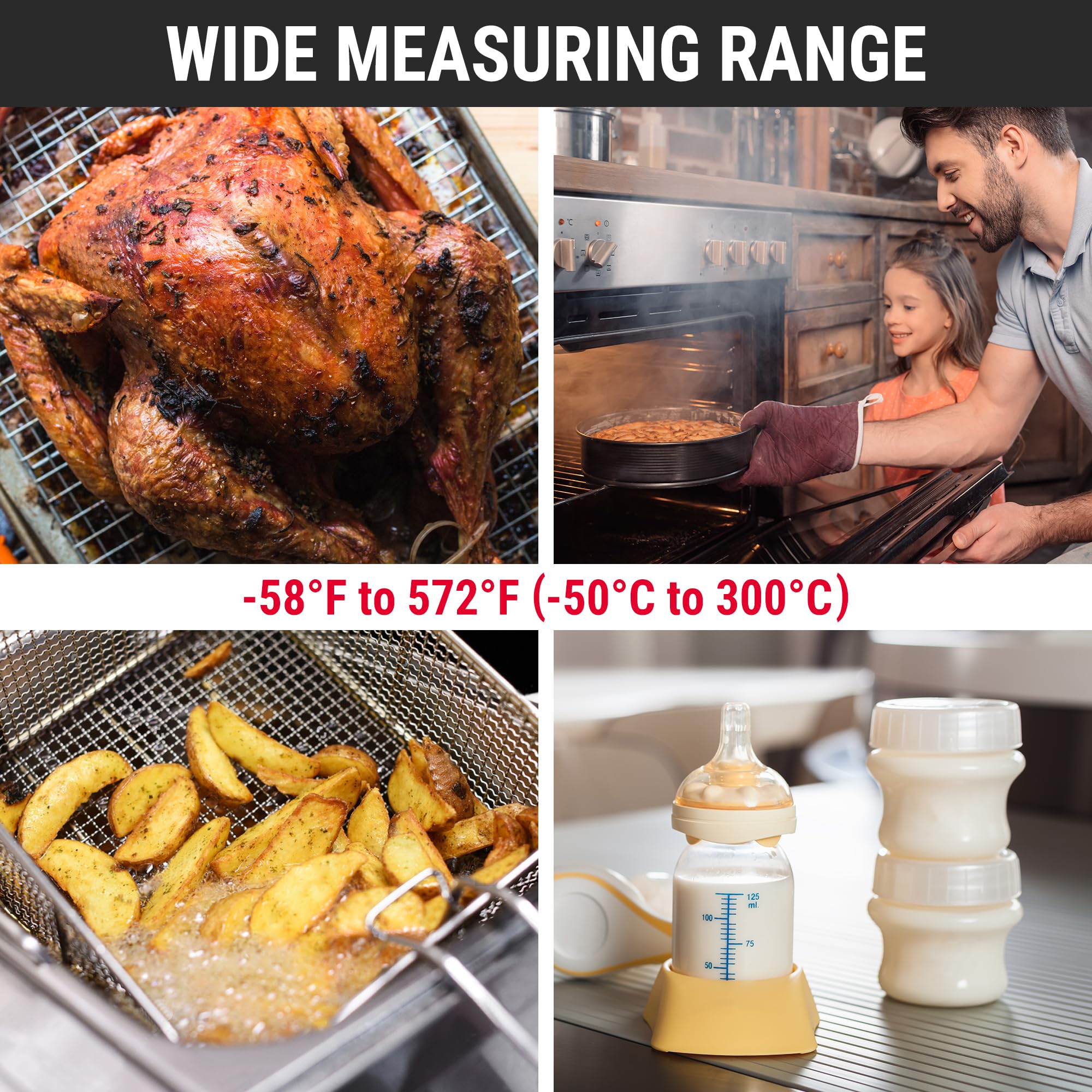 TempPro TP03B Digital Instant Read Meat Thermometer, Cooking Candy Kitchen Food Thermometer with Backlight LCD for BBQ Grill Oil Deep Fry Brewing Wine Making (Previously ThermoPro) 🍁 All In One Marketplace Canada