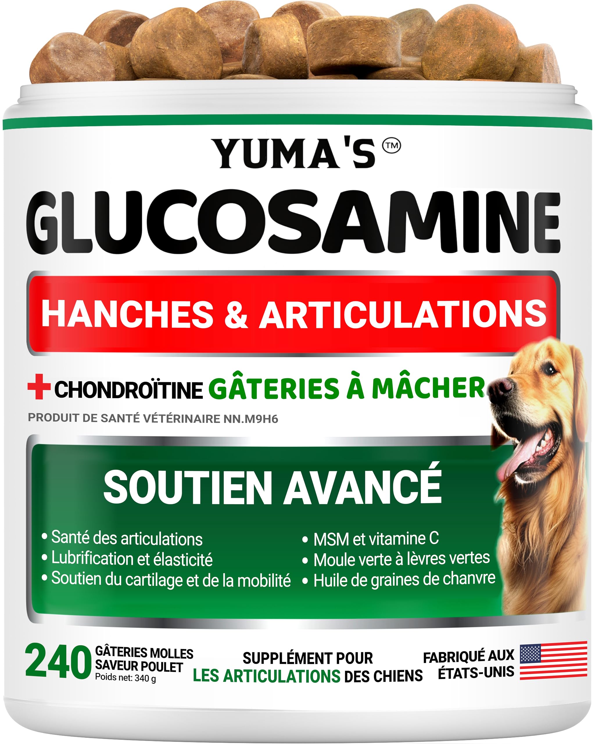 Glucosamine for Dogs - 240 Chews - Hip and Joint Supplement for Dogs with Chondroitin, MSM & Turmeric - Joint Pain Relief for Senior Dogs - All Breeds - Mobility Support - Value Pack - Made in USA 🍁 All In One Marketplace Canada