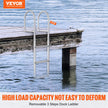 VEVOR Dock Ladder, Removable 3 Steps, 500 lbs Load Capacity, Aluminum Alloy Pontoon Boat Ladder with 3.1'' Wide Step & Nonslip Mat, Easy to Install for Ship/Lake/Pool/Marine Boarding 🍁 All In One Marketplace Canada