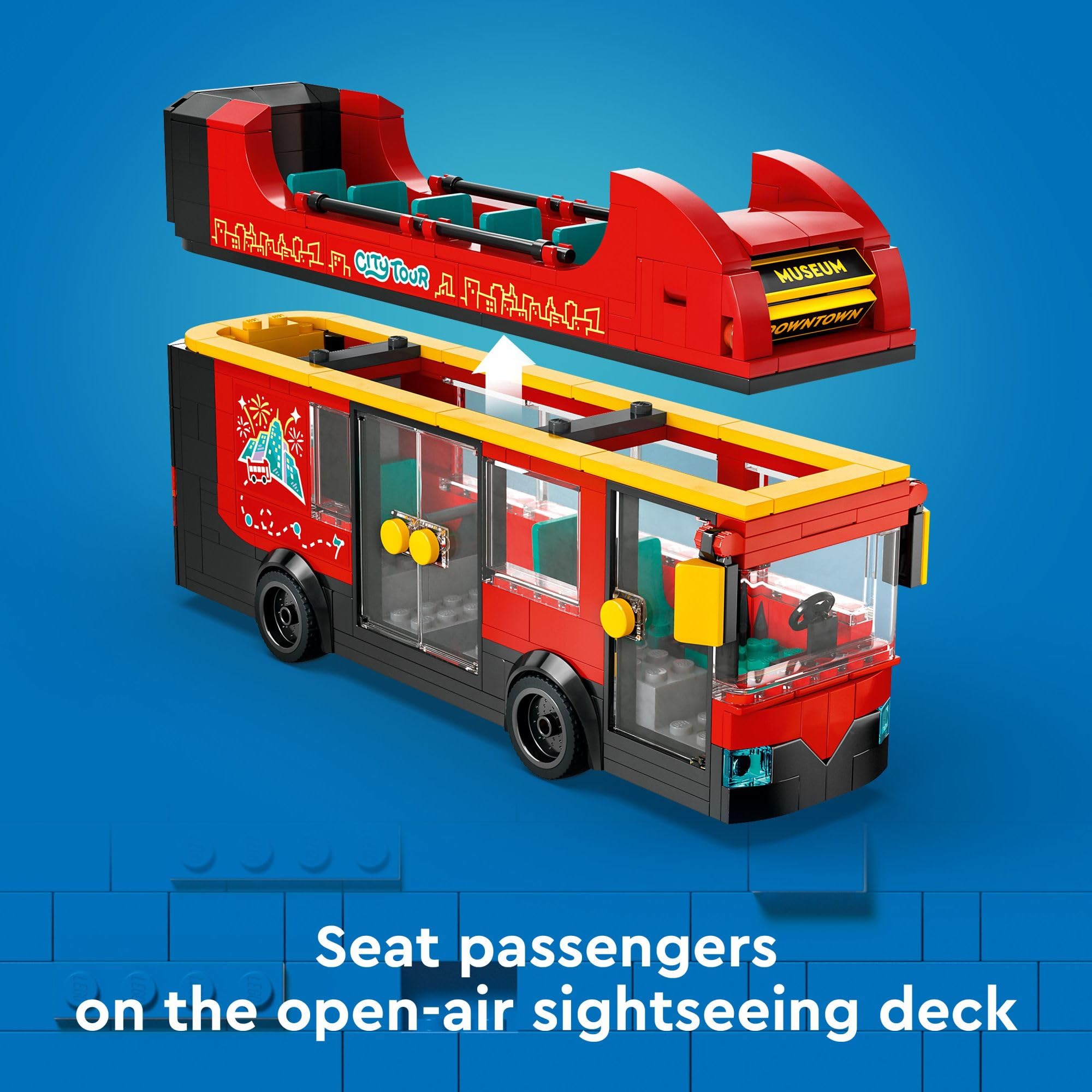 LEGO City Red Double-Decker Sightseeing Bus Toy Vehicle Set, Birthday Gift for 7 Year Olds, London Bus, for Kids, Double-Decker Bus Toy, 5 Characters Including a Baby and Stroller, 60407 🍁 All In One Marketplace Canada