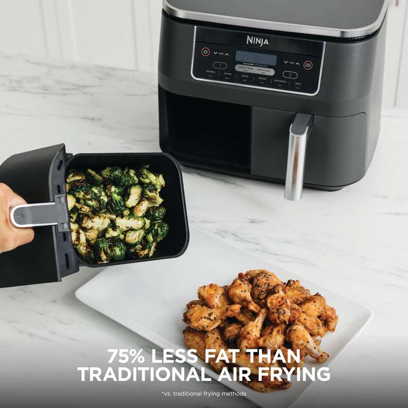 Ninja Foodi 6-in-1 8-qt. (7.6L) 2-Basket Air Fryer DualZone Technology, Match Cook & Smart Finish to Roast, Broil, Dehydrate & More for Quick, Easy Meals, Slate Grey (DZ201C) Canadian Version 🍁 All In One Marketplace Canada