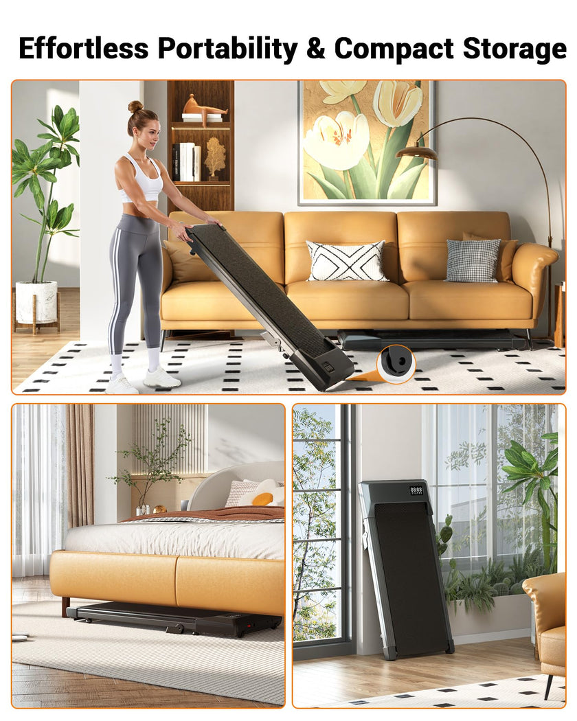 MJWW Walking Pad with 6% Incline, No-Assembly Under Desk Treadmill, 2.5 HP Quiet Motor, APP & Remote Control, LED Display, 300 lbs Capacity for Home/Office 🍁 All In One Marketplace Canada