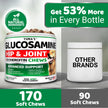 Glucosamine for Dogs - 170 Chews - Hip and Joint Supplement for Dogs - Glucosamine Chondroitin Chews - Joint Pain Relief Supplement with MSM - Advanced Health - Mobility Support - Made in USA 🍁 All In One Marketplace Canada