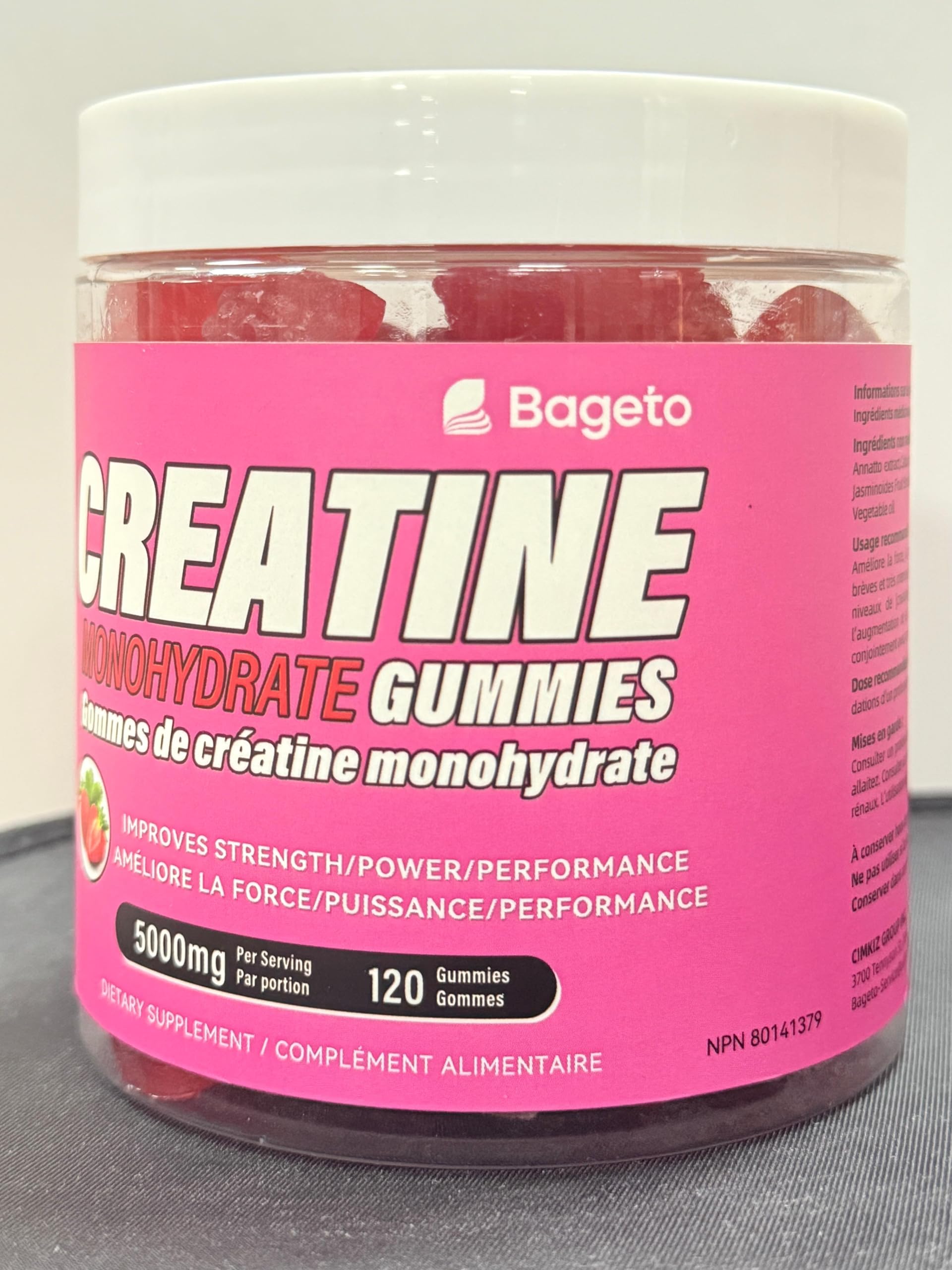 Creatine Monohydrate Gummies 5000mg for Men & Women, Gomitas de Creatina 5g Creatine Monohydrate, 0g Sugar Creatine Pre-Workout for Muscle Strength, Vegan, 120 Count Strawberry (Pack of 1) 🍁 All In One Marketplace Canada