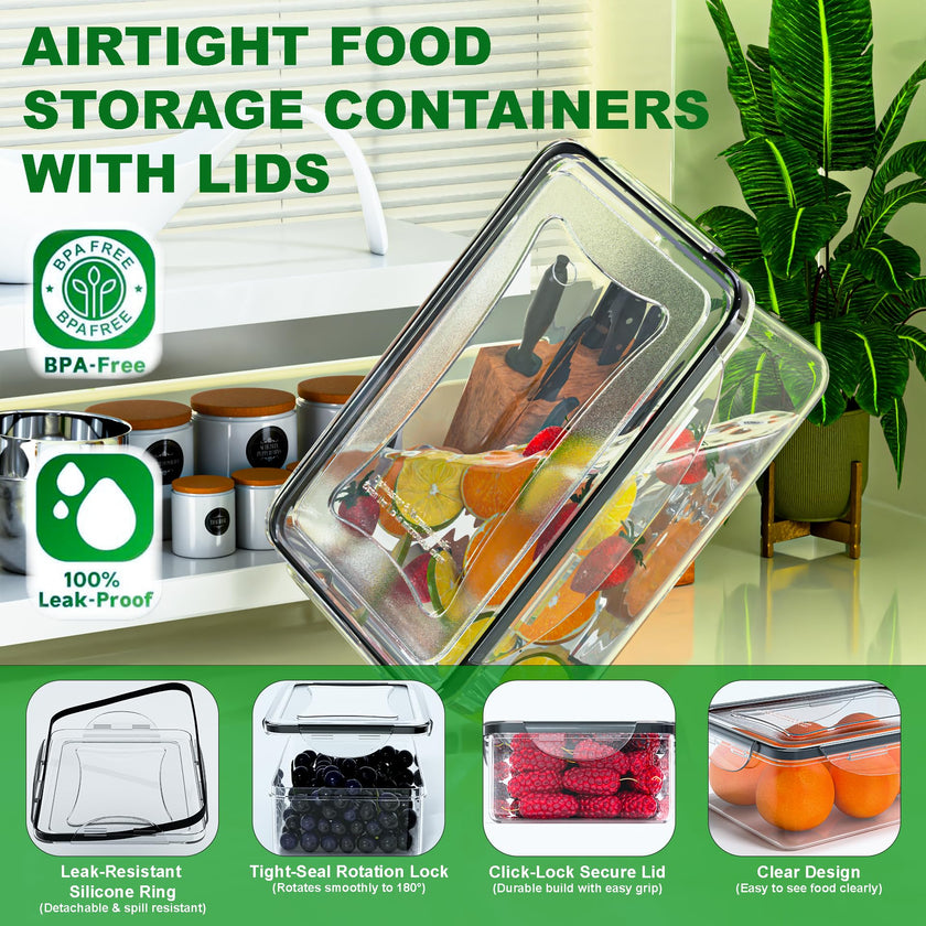 62 Pcs Large Food Storage Containers with Lids Airtight,Total19400ML(31 Containers&31 Lids)- Plastic Food Container for Kitchen Organization 🍁 All In One Marketplace Canada