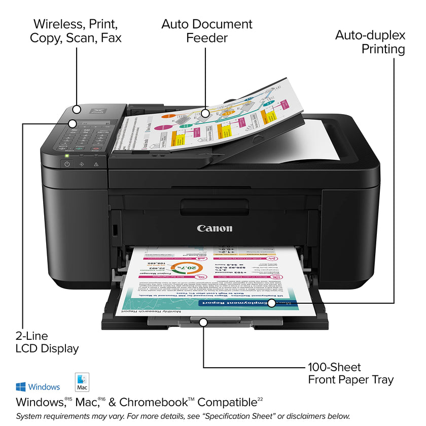 Canon PIXMA TR4720 - All-in-One Wireless Printer for Home Use, Print, Copy, Scan, and Built-in Fax, with Auto Document Feeder, Mobile Printing, Black 🍁 All In One Marketplace Canada