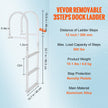 VEVOR Dock Ladder, Removable 3 Steps, 500 lbs Load Capacity, Aluminum Alloy Pontoon Boat Ladder with 3.1'' Wide Step & Nonslip Mat, Easy to Install for Ship/Lake/Pool/Marine Boarding 🍁 All In One Marketplace Canada