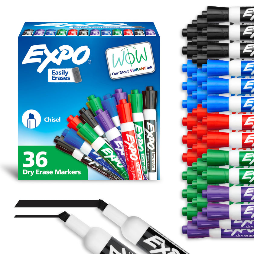 EXPO Dry Erase Markers, Low Odour Ink, Assorted Colours, Chisel Tip, 36 Count 🍁 All In One Marketplace Canada